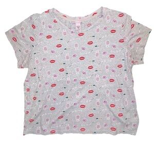 Victoria’s Secret Women Gray Lips Lipstick Print Graphic T-shirt Size XL